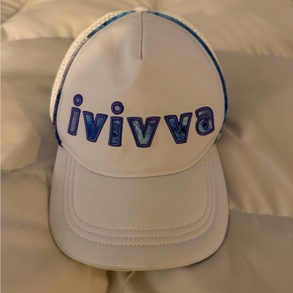 Ivivva White Cap with Blue and Teal Logo
